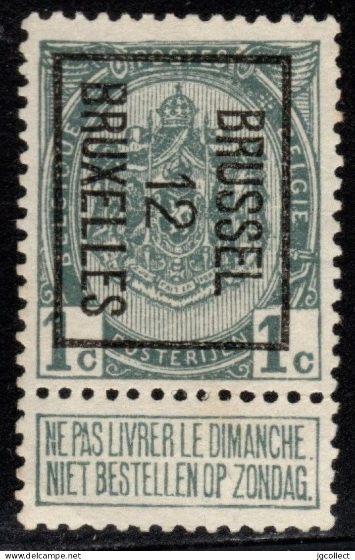 Typo 21B (BRUSSEL 12 BRUXELLES) - O/used - Typografisch 1906-12 (Wapenschild)
