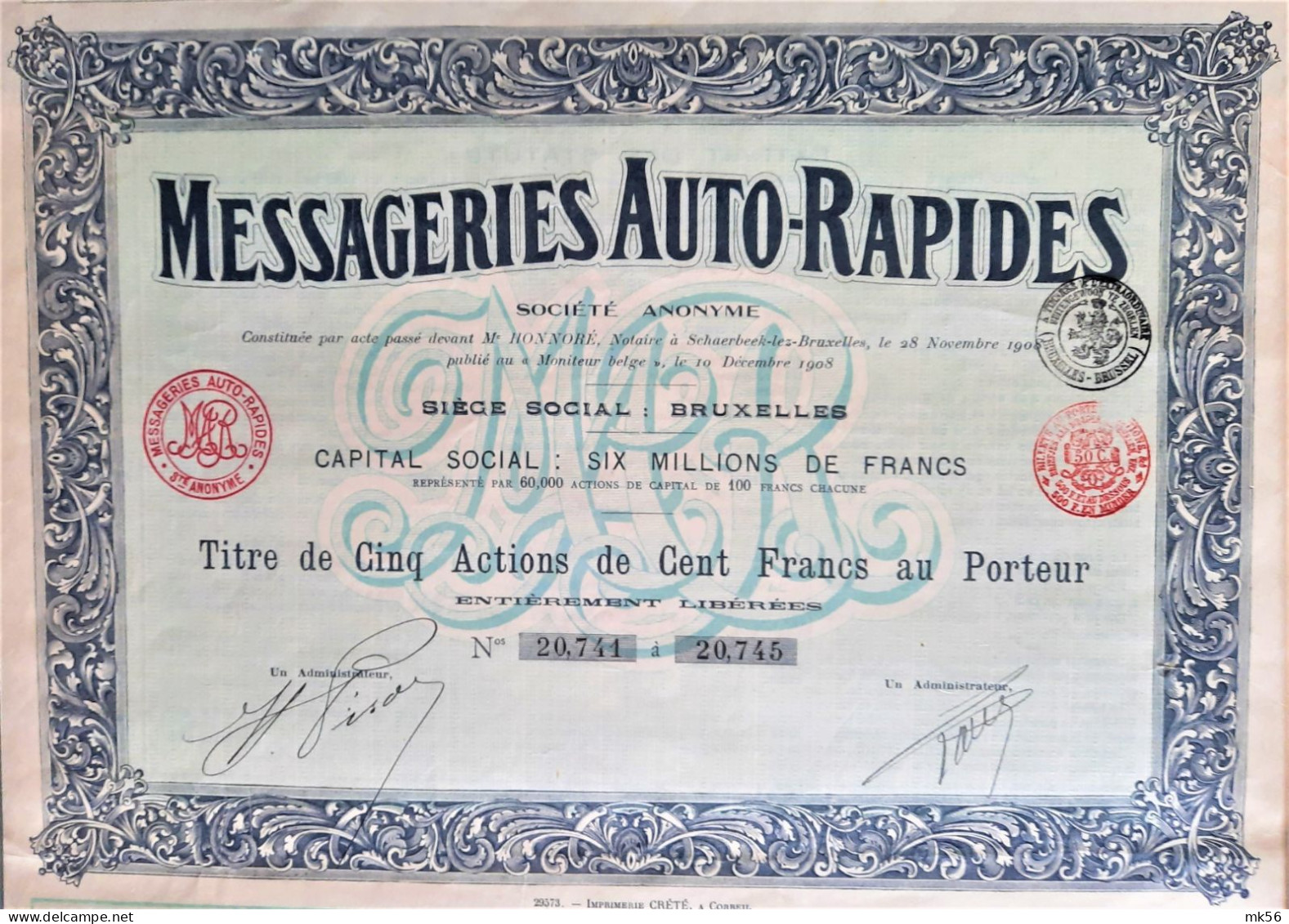 S.A. Messageries Auto-rapides  (1908) - Auto's