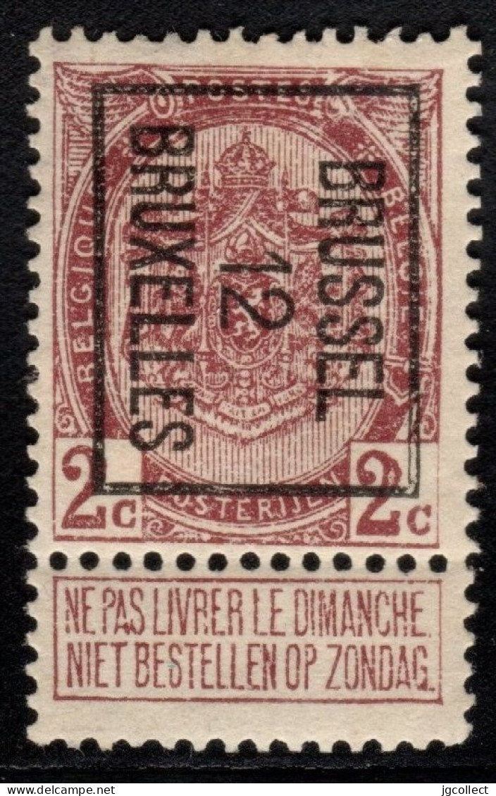 Typo 25B (BRUSSEL 12 BRUXELLES) - O/used - Typografisch 1906-12 (Wapenschild)