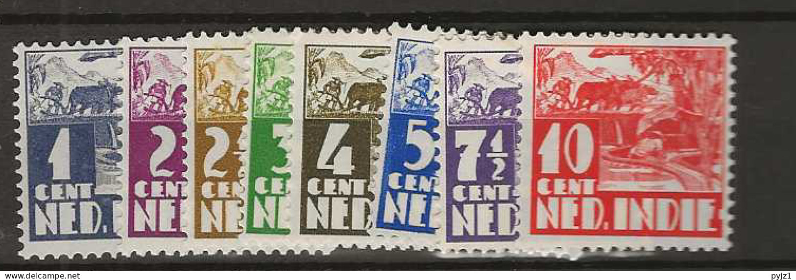 1934 MH Nederlands Indië  NVPH 186-194 No Watermark - Netherlands Indies
