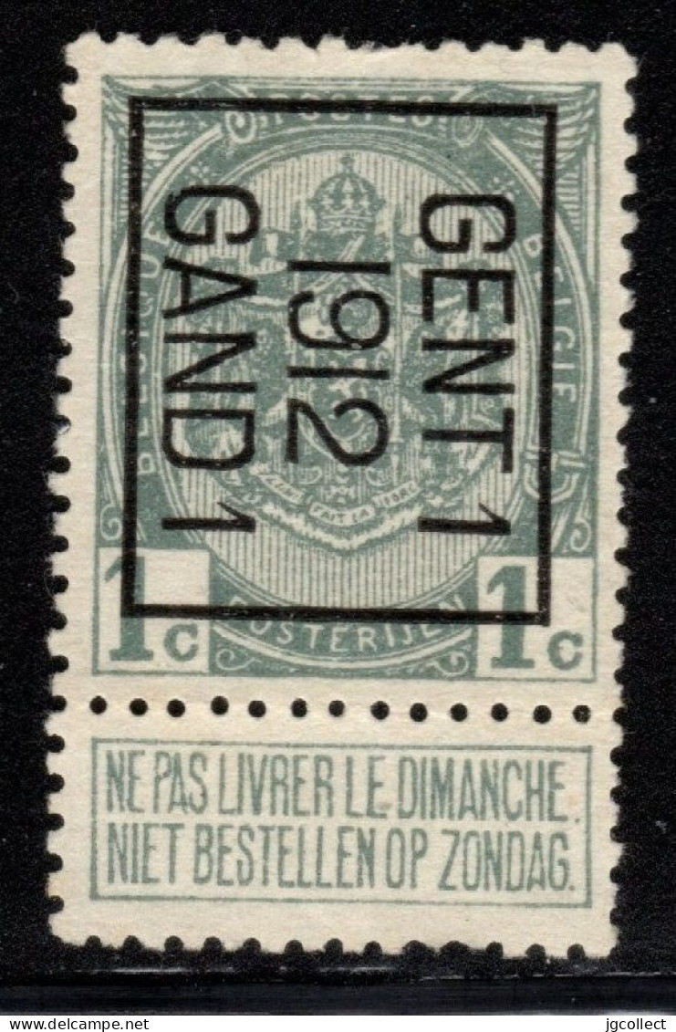 Typo 22B (GENT 1  1912  GAND 1) - O/used - Typo Precancels 1906-12 (Coat Of Arms)