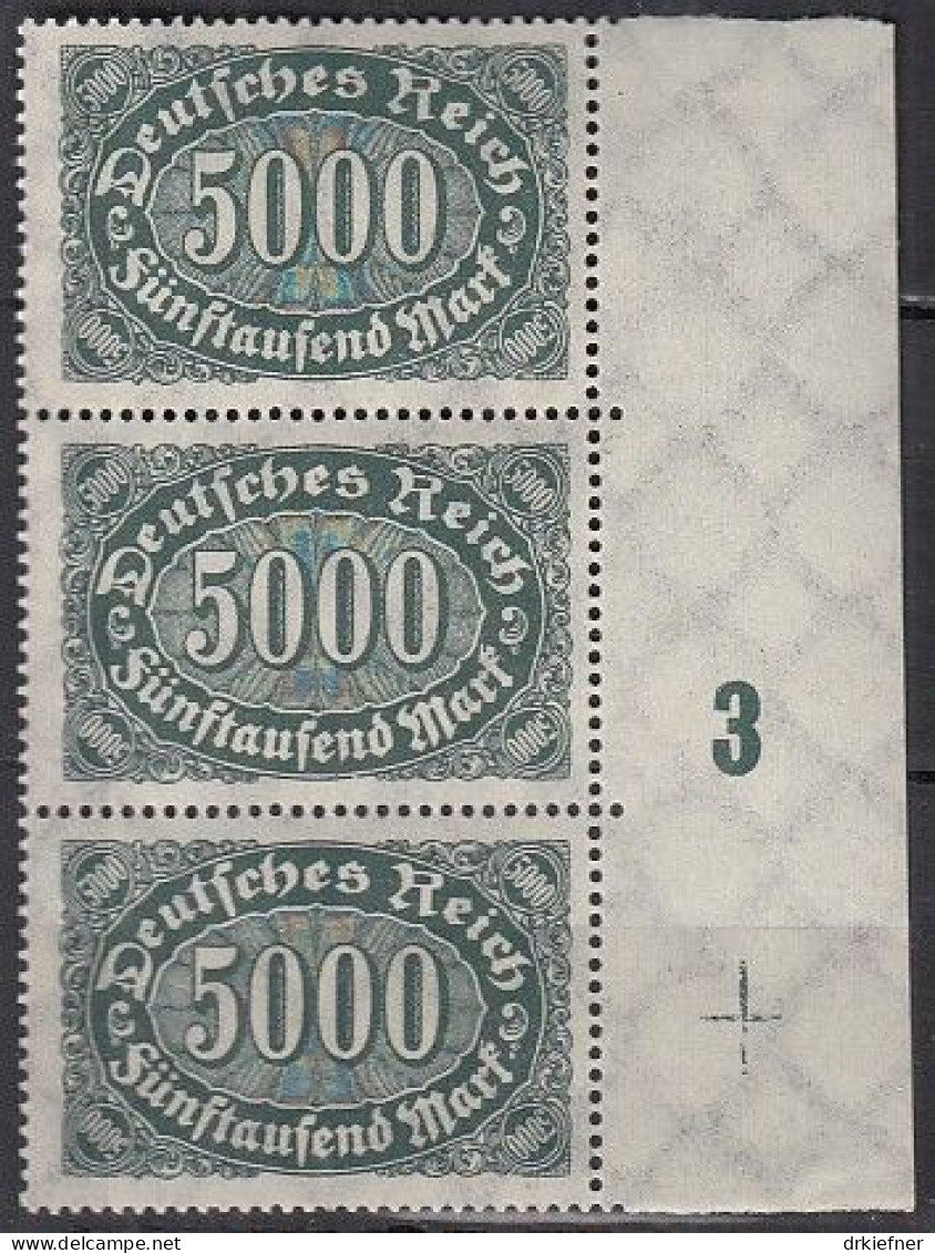 DR  256 B, 3erStreifen Mit Plattennummer 3, Postfrisch **, Queroffset, 1922 - Nuovi