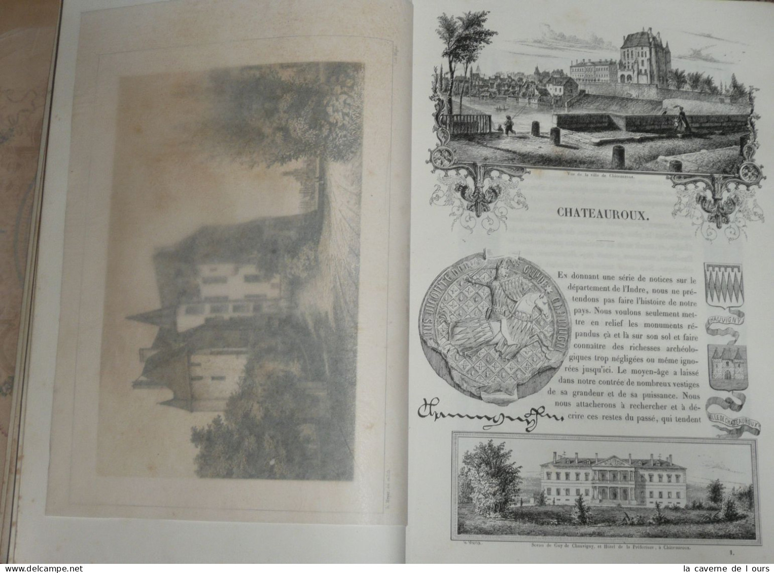 Rare livre illustré ancien, gravures, Esquisses Pittoresques, Indre 36, 1854