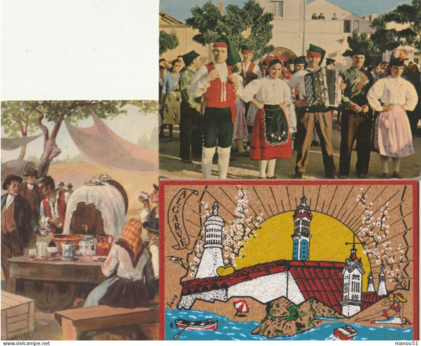 Portugal  - Lot De 3 CP : Folklore Ribatejano - Algarve ( Carte En Liège ) - - Aveiro