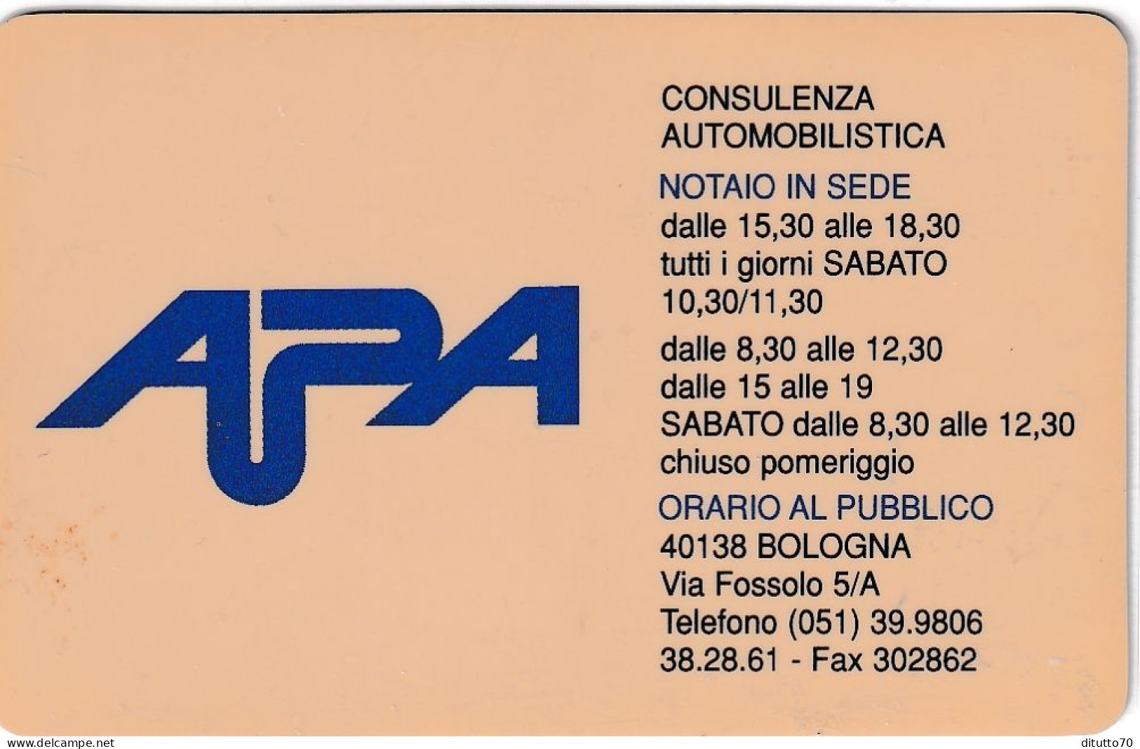 Calendarietto - Apa - Consulenza Automobilistica - Bologna - Anno 1998 - Petit Format : 1991-00