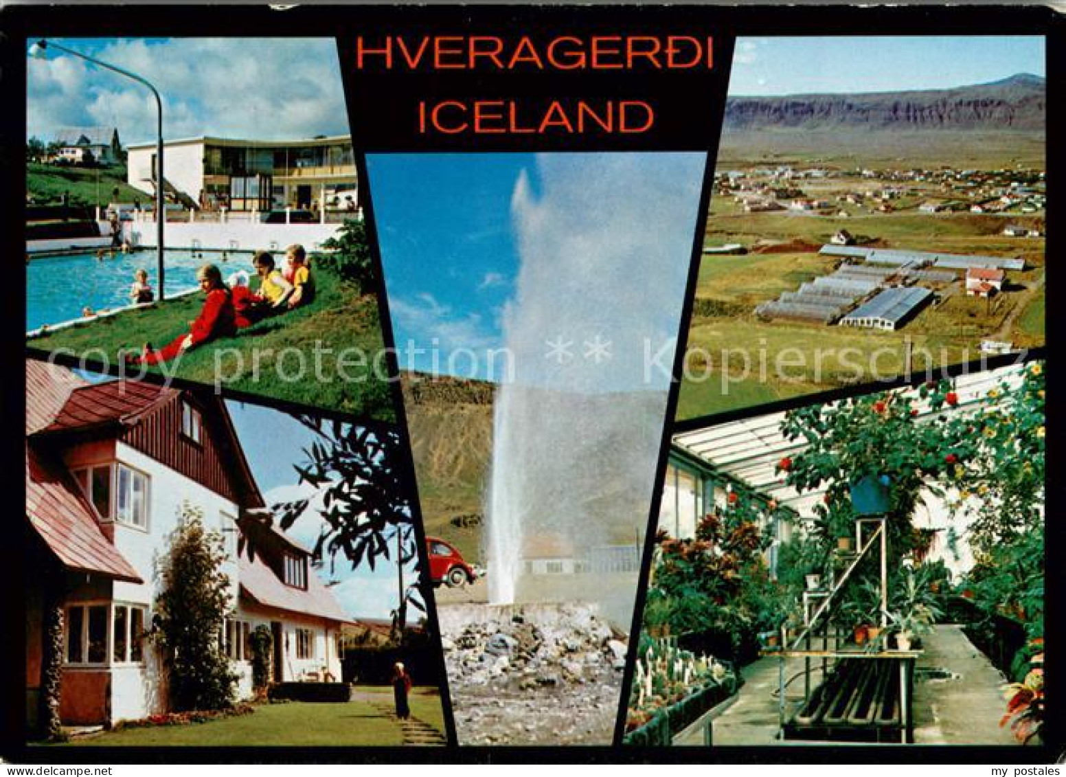 73627816 Hveragerdi Teilansichten Freibad Geysir Gewaechshaus Landschafspanorama - Islande