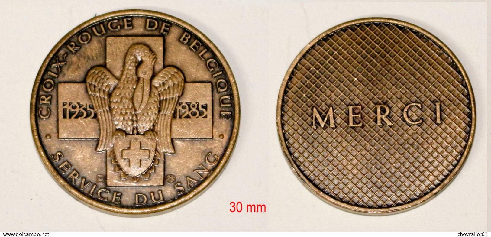 Médaille-BE-508- Jeton De Remerciement Donneur De Sang -50ans_Diamètre 30 Mm_Croix-rouge, Rode Kruis, Red Cross - Professionnels / De Société
