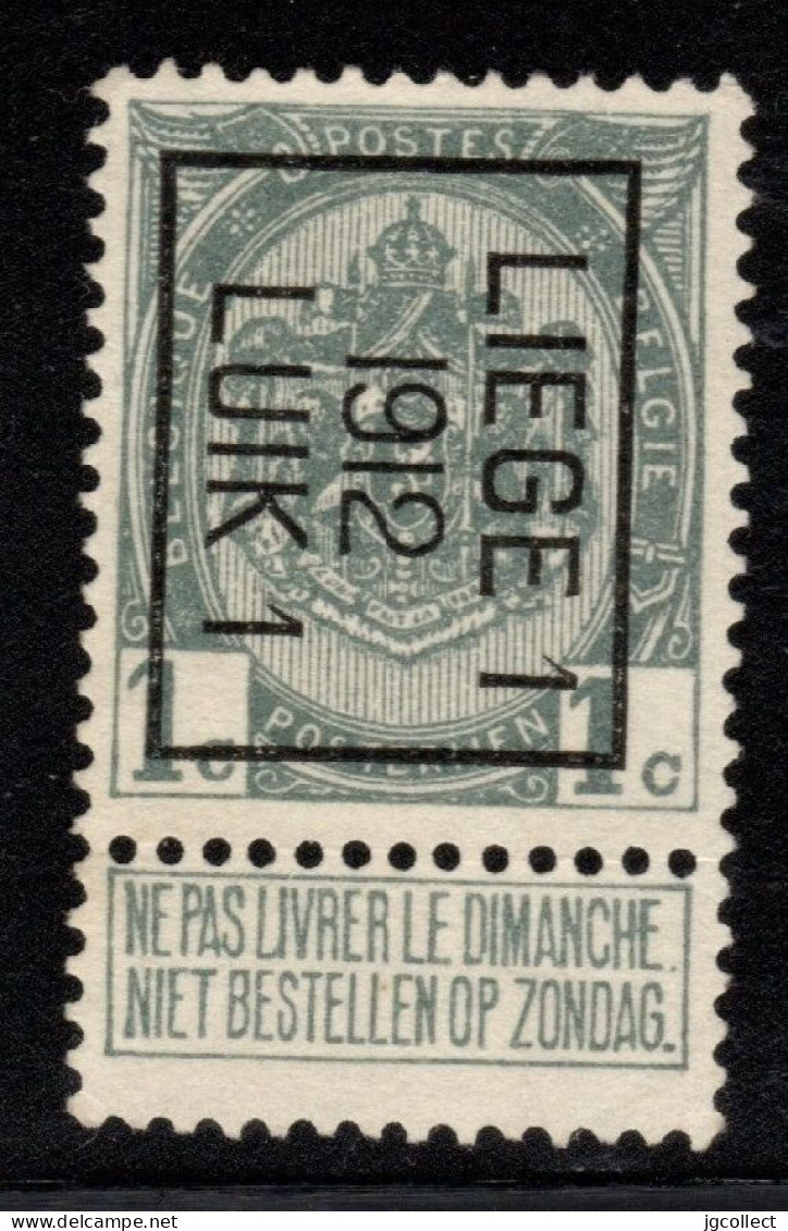 Typo 22B (LIEGE 1  1912  LUIK 1) - O/used - Typos 1906-12 (Armoiries)