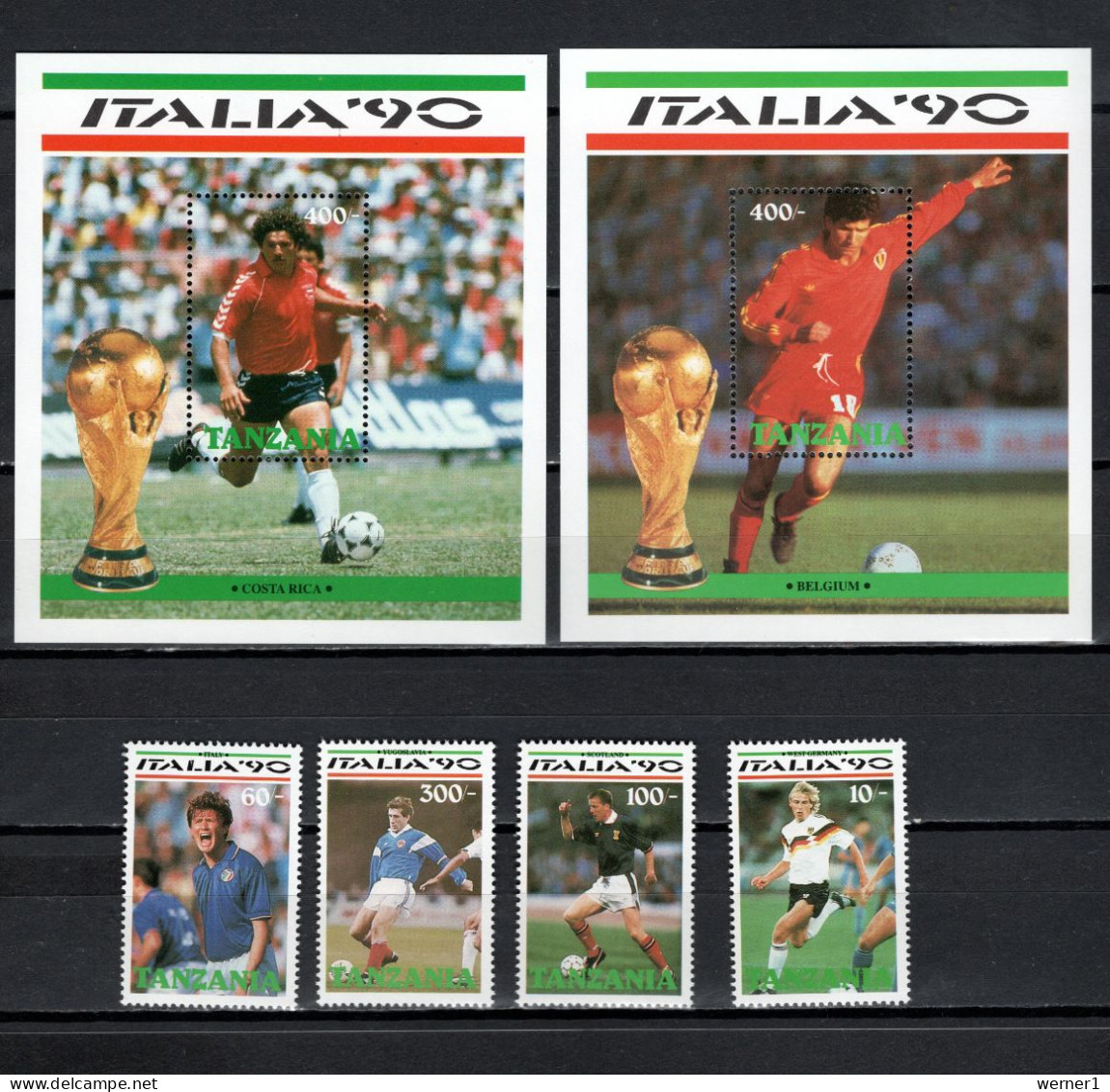 Tanzania 1990 Football Soccer World Cup Set Of 4 + 2 S/s MNH - 1990 – Italien