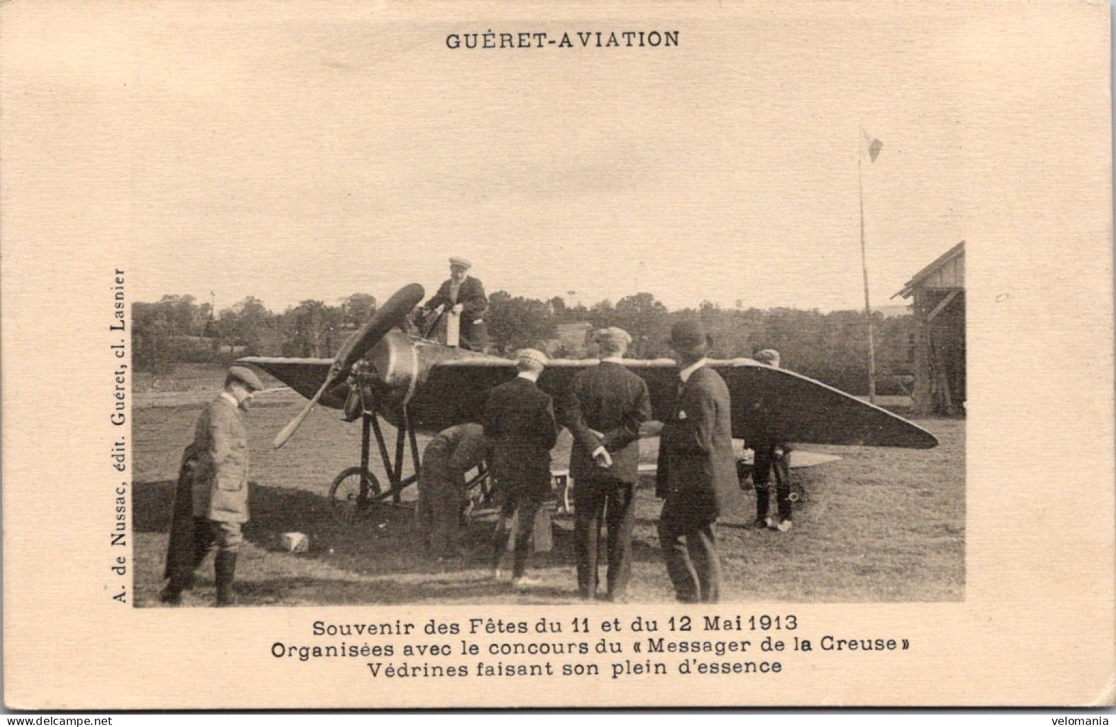 S16322 Cpa 23 Guéret Aviation - Souvenir Des Fêtes Mai 1913 - Védrines Faisant Son Plein D'essence - Guéret