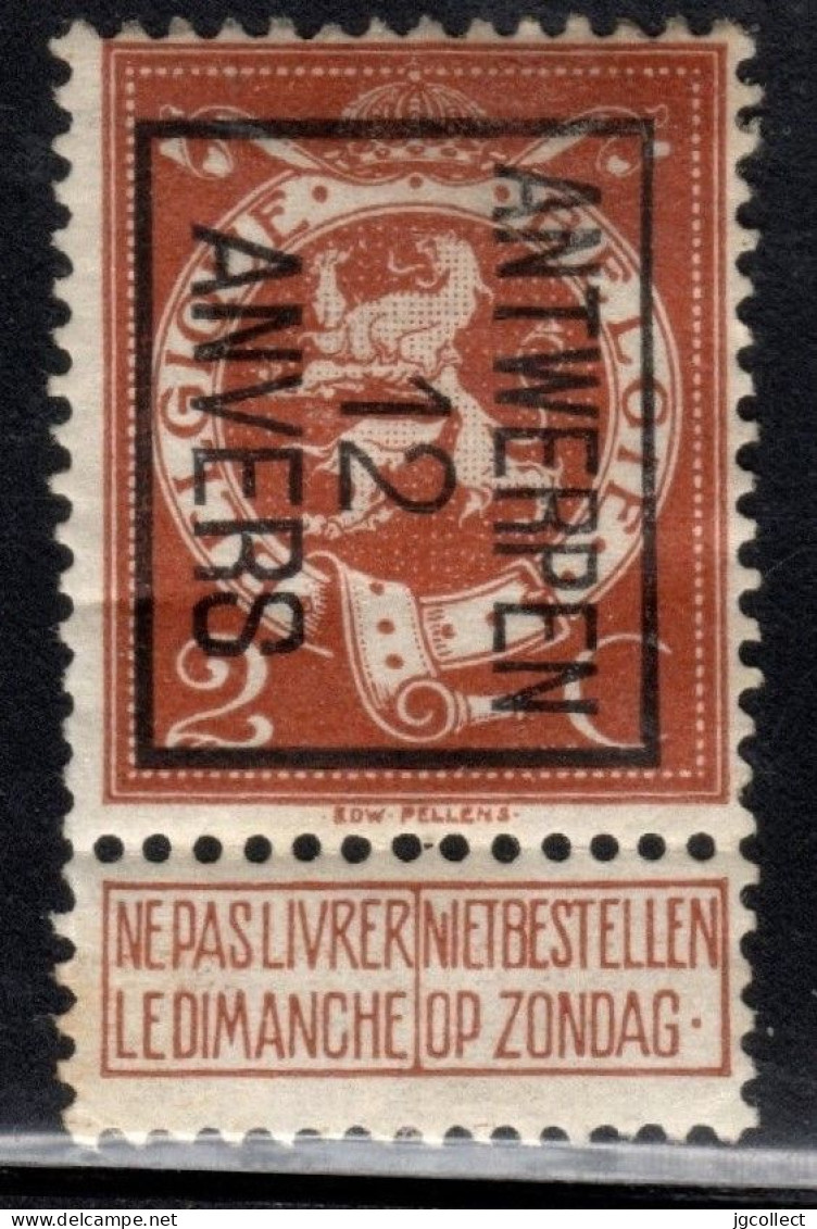 Typo 32B (ANTWERPEN 12 ANVERS) - O/used - Typos 1912-14 (Löwe)