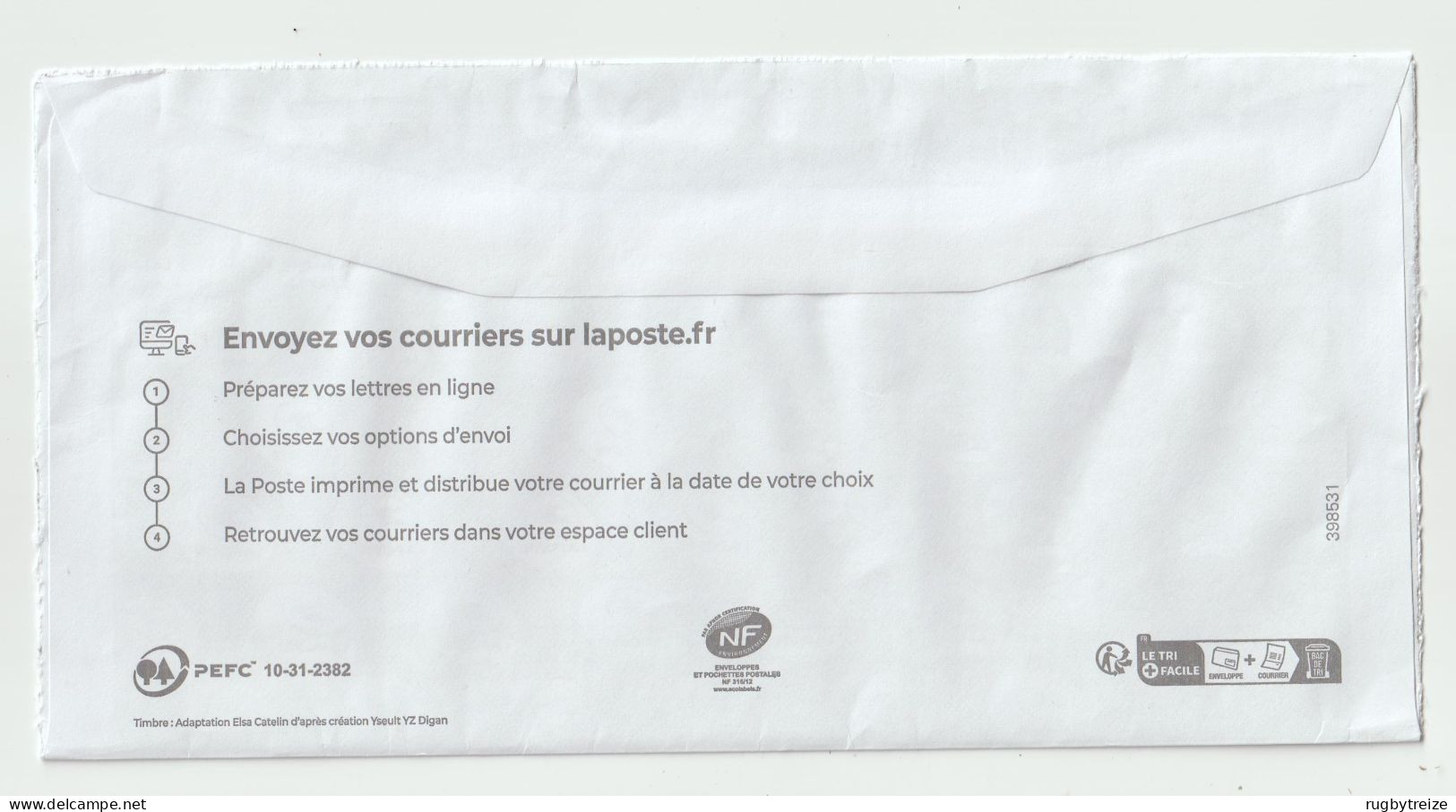 7764 PAP Prêt à Poster E-LETTRE ROUGE En Ligne Yseult Yz Registered PEFC 10-31-2382 - Prêts-à-poster: Other (1995-...)