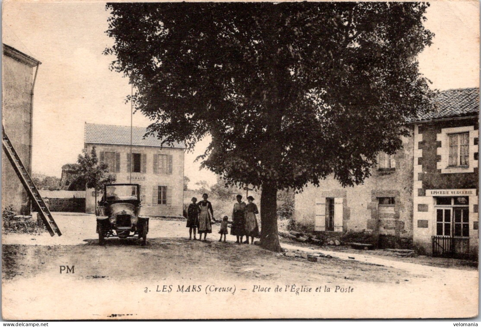 S16325 Cpa 23 Les Mars - Place De L'Eglise Et La Poste - Sonstige & Ohne Zuordnung