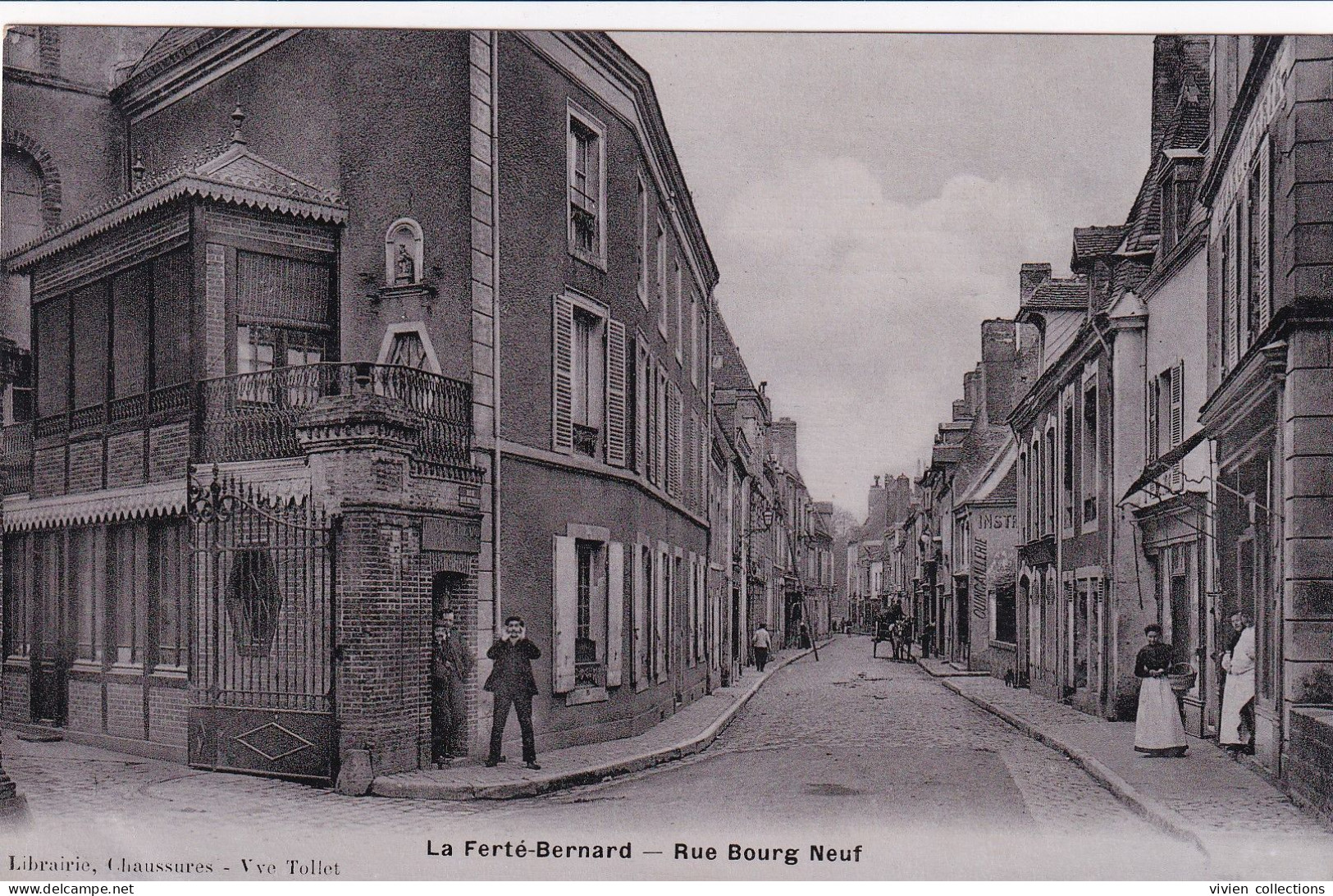 La Ferte Bernard (72 Sarthe) Rue Bourg Neuf - édit. Librairie Vve Tollet (carte Glacée Type Carte Photo) - La Ferte Bernard