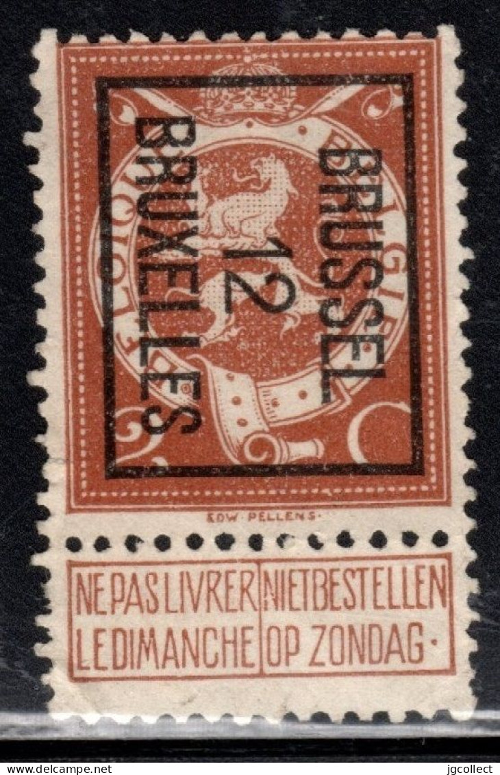 Typo 33B (BRUSSEL 12 BRUXELLES) - O/used - Typo Precancels 1912-14 (Lion)