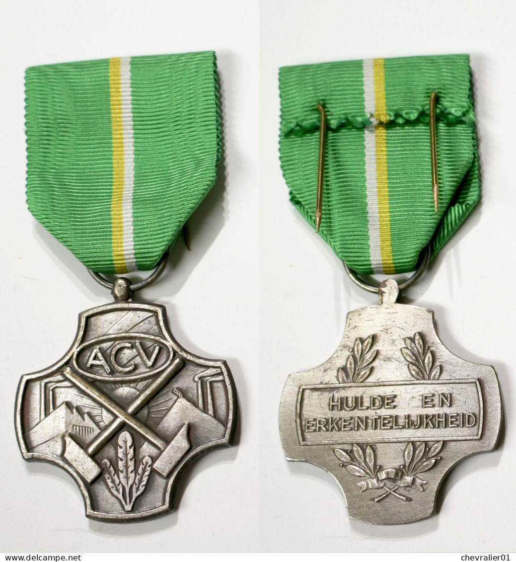 Médaille Syndicats-BE_ACV_002_Argent_syndicat Chrétrien_Christelijk Vakverbond_D_21-19 - Professionali / Di Società