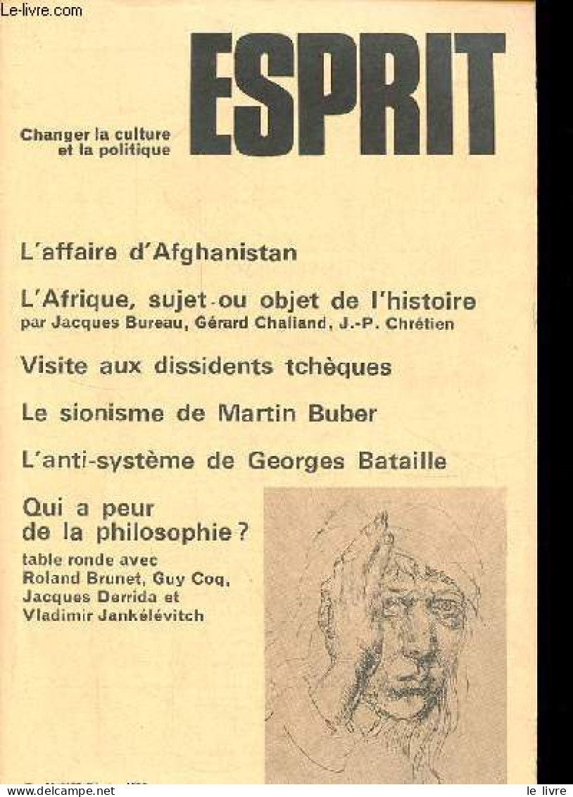 Esprit N°38 Février 1980 - L'affaire D'Afghanistan - L'Afrique Sujet Ou Objet De L'histoire Par Jacques Bureau, Gérard C - Andere Magazine