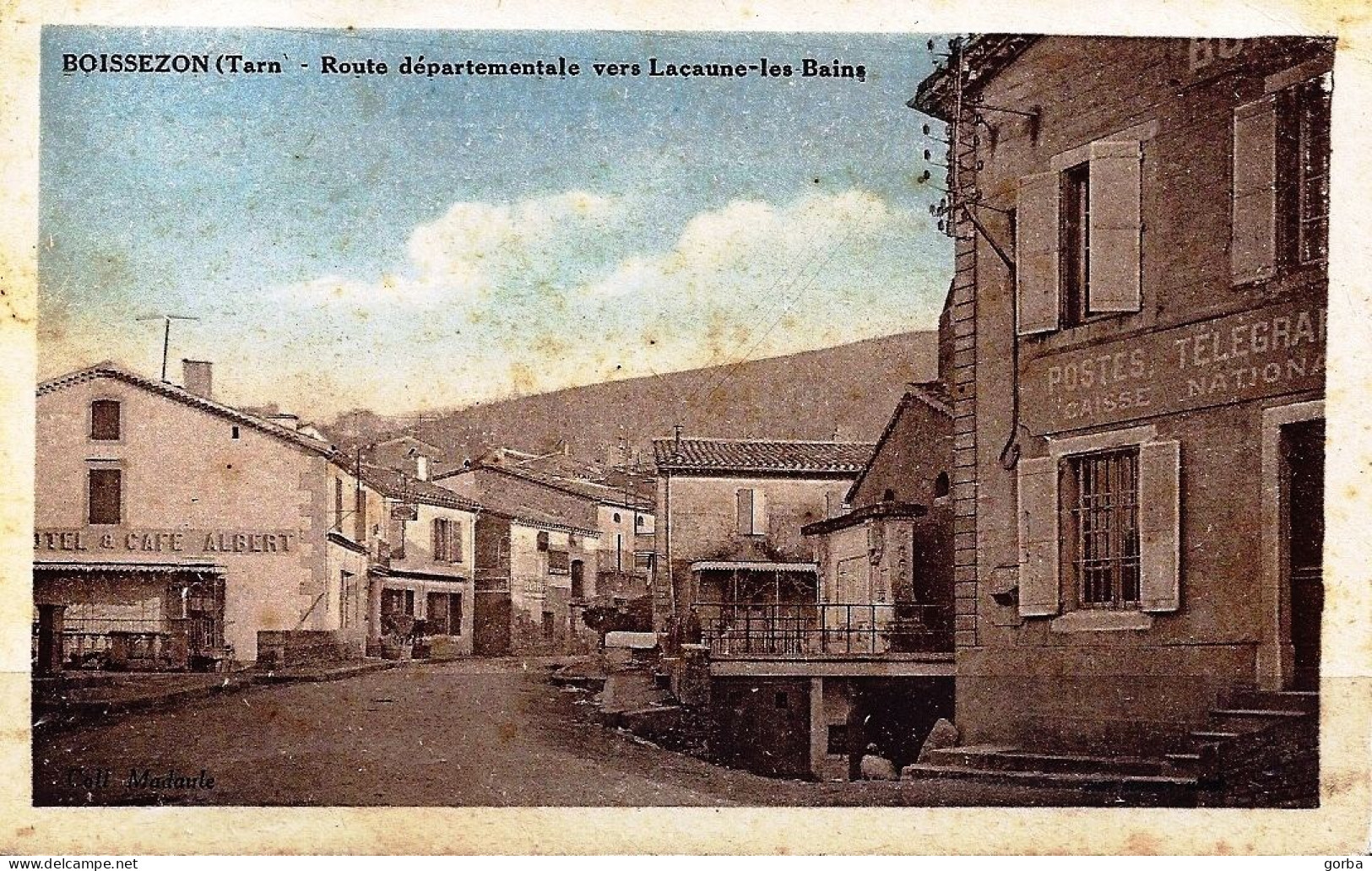 *CPA - 81 BOISSEZON Route Départementale Vers Lacaune Les Bains - Colorisée - Poste Télégraphe - Hôtel Albert - Autres & Non Classés