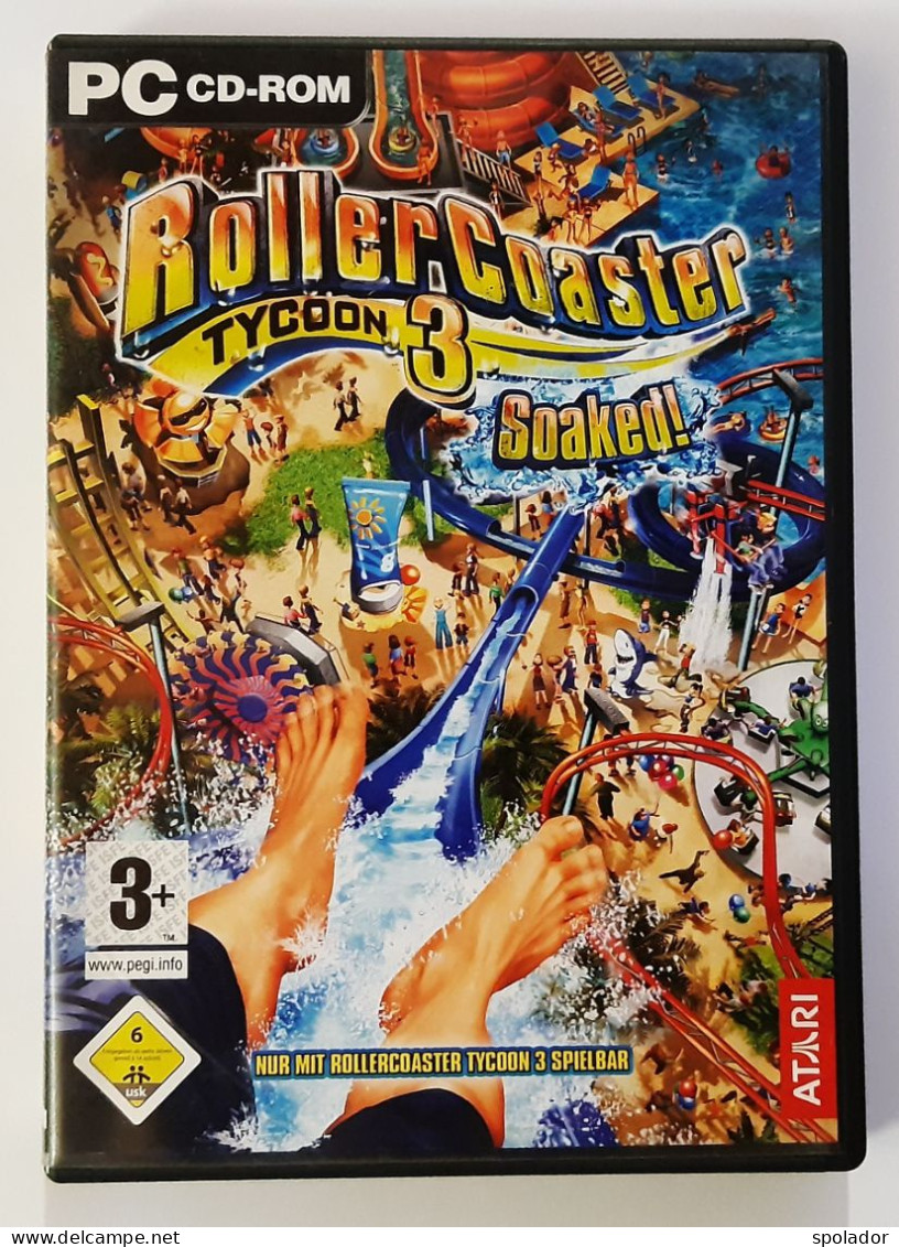 Roller Coaster Tycoon 3-Soaked!-PC CD-ROM-Video Game-Atari-2005-Like NEW - Juegos PC