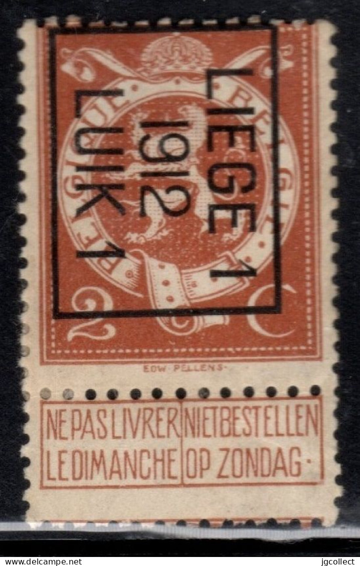 Typo 35B (LIEGE 1  1912  LUIK 1) - O/used - Typo Precancels 1912-14 (Lion)