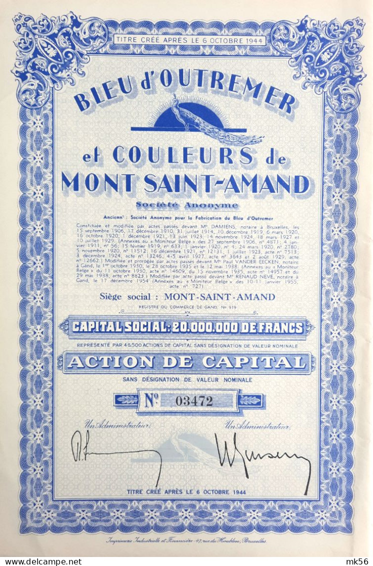 Bleu D'Outremer Et  Couleurs De Mont-Saint-Amand - 1955 - Autres & Non Classés