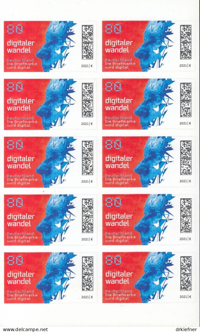 BRD  3592, Folienblatt 104, Postfrisch **, Digitaler Wandel, 2021 - 2021-…