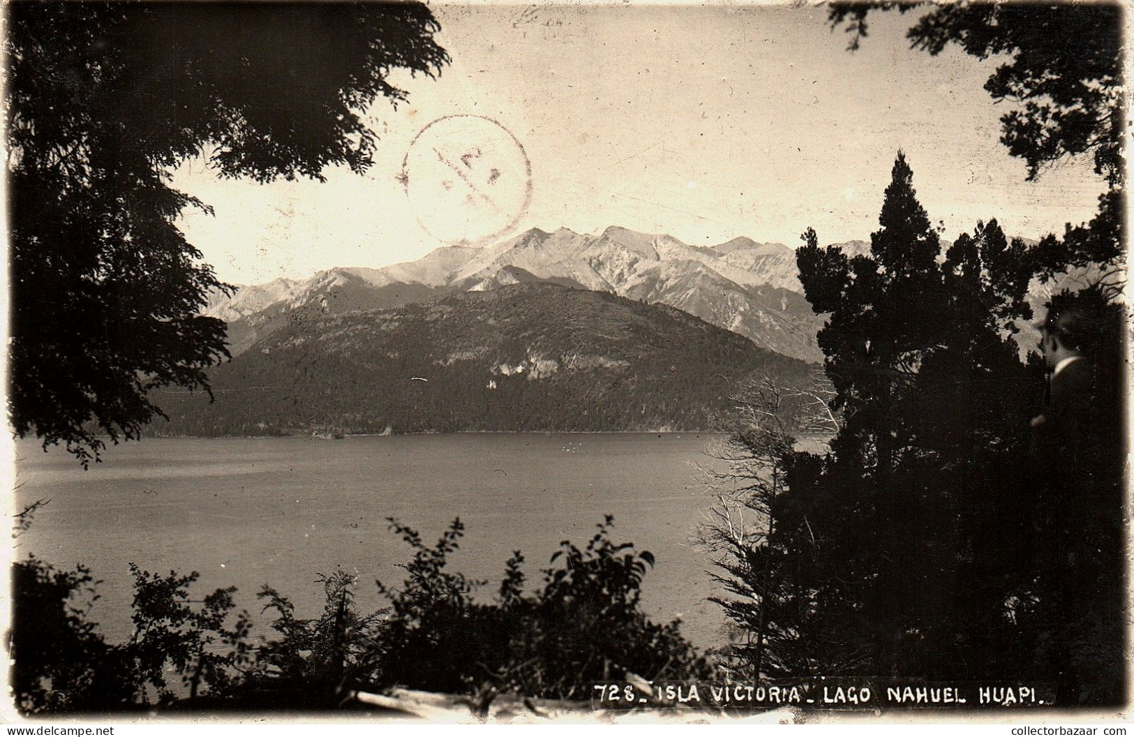 Argentina San Carlos De Bariloche Used Blue Cancel  Cordillera De Los Andes Mountains  Real Photo Postcard Ca1930 - Argentina