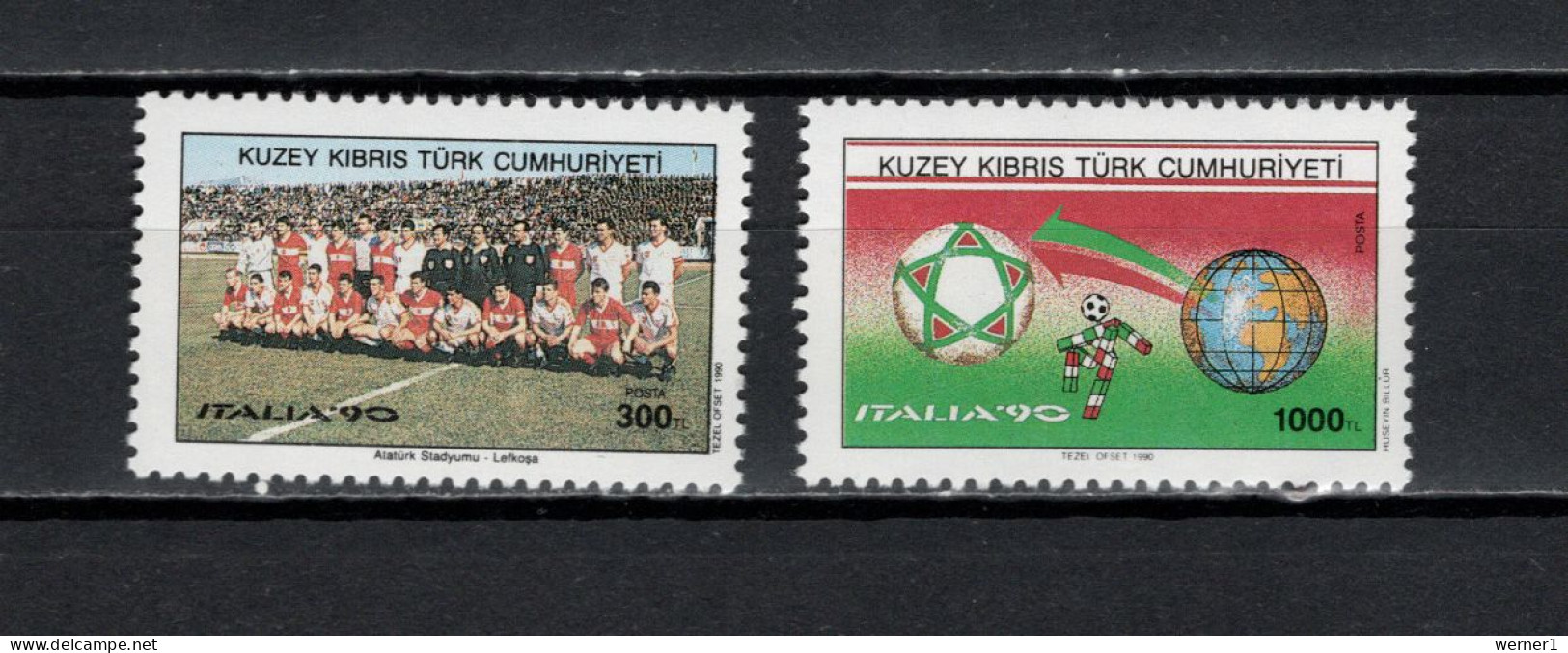 Turkish Cyprus 1990 Football Soccer World Cup Set Of 2 MNH - 1990 – Italië