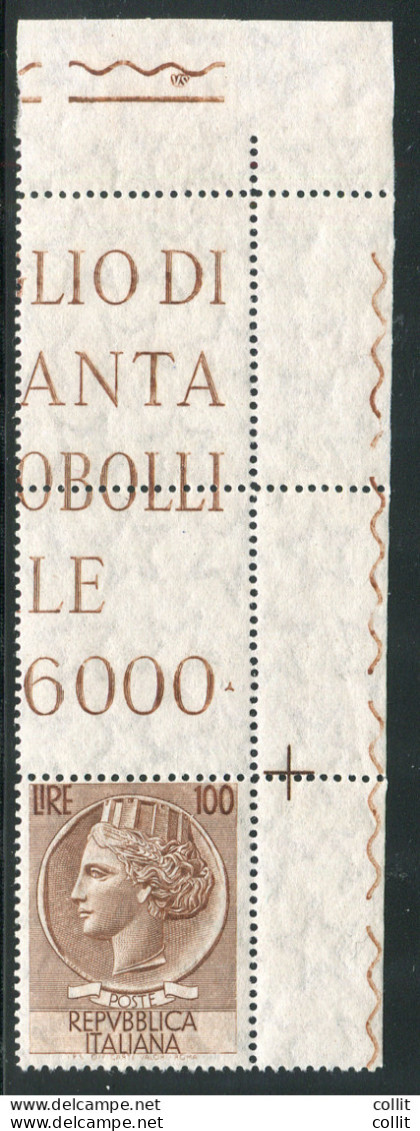 Siracusana Lire 100 Stelle II Dent 13,1/4 X 14 65° DX - Variétés Et Curiosités