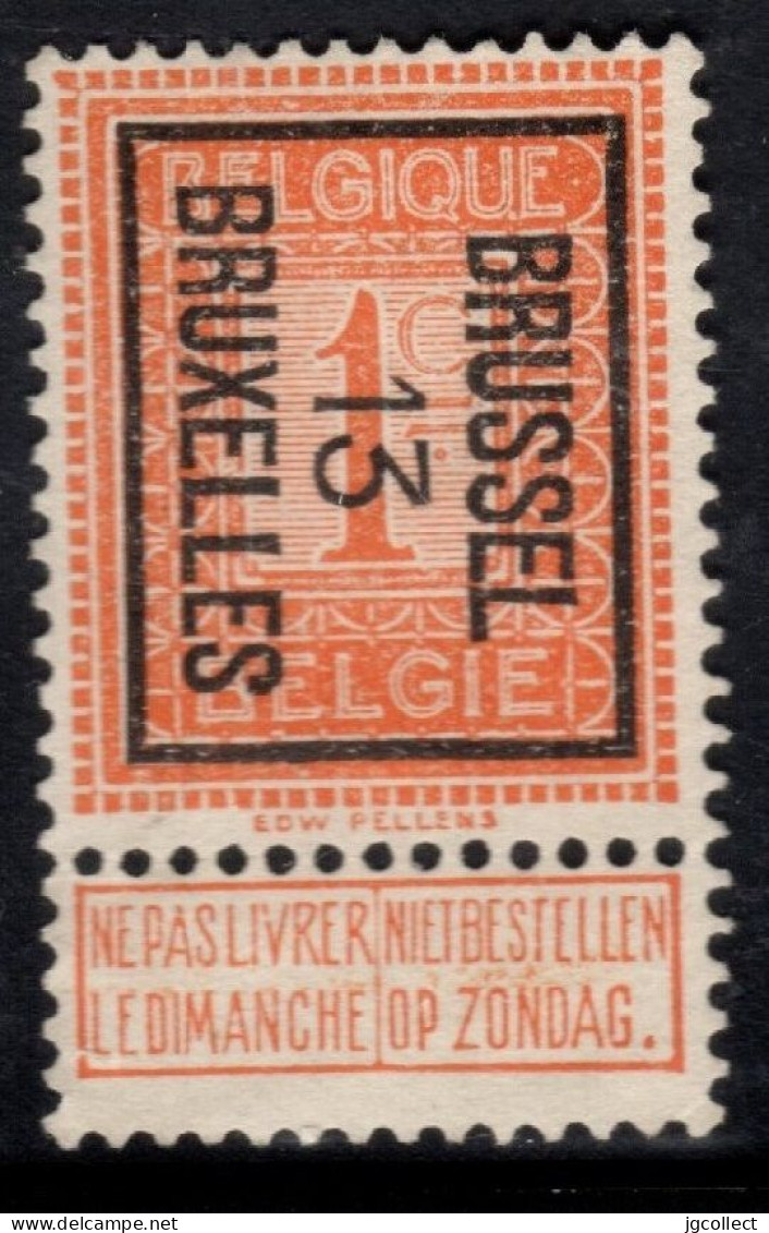 Typo 37B (BRUSSEL 13 BRUXELLES) - O/used - Typo Precancels 1912-14 (Lion)