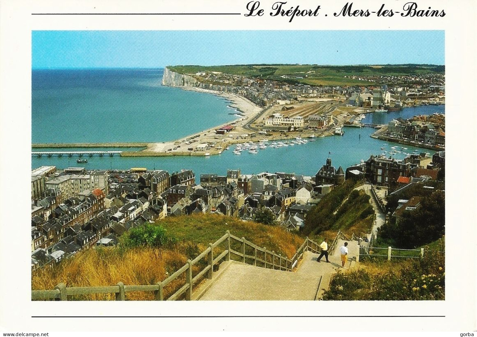 *CPM  -76 - LE TREPORT  - MERS Les BAINS - Vue Générale Le Port Et La Falaise - Le Treport