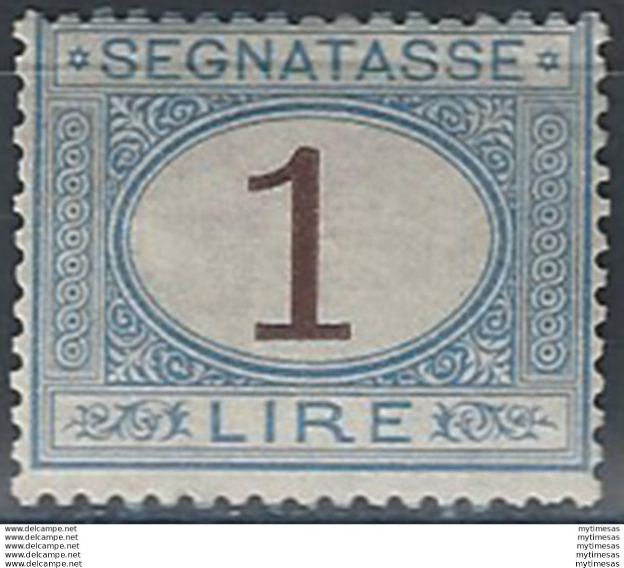 1870 Italia Segnatasse Lire 1 Azzurro Bruno Mc MNH Sassone N. 11 - Altri & Non Classificati