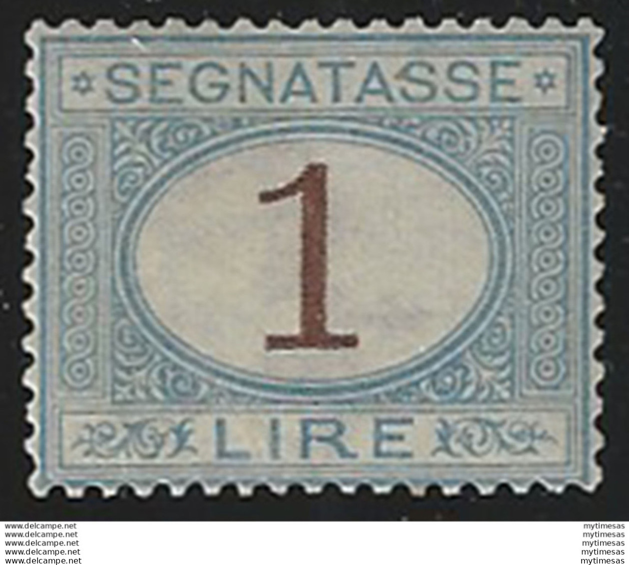 1870 Italia Segnatasse Lire 1 Azzurro Bruno MNH Sassone N. 11 - Altri & Non Classificati
