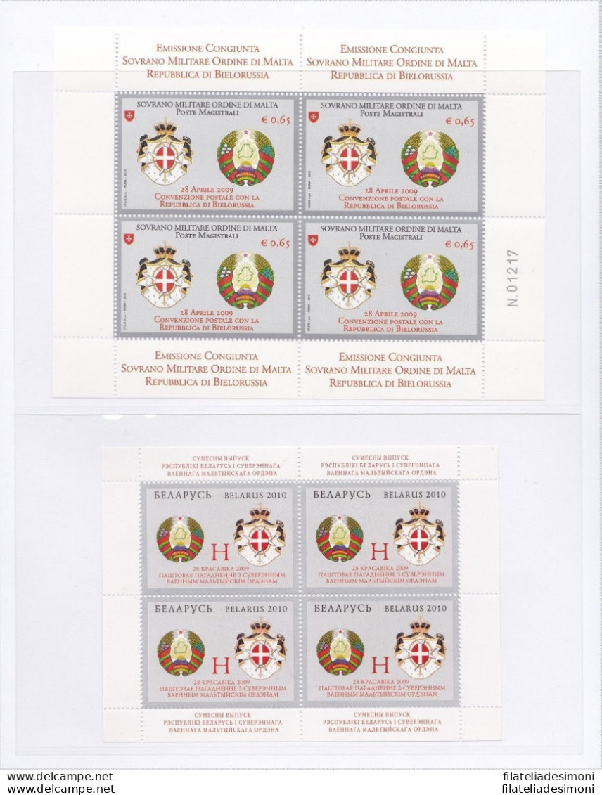 2010 SMOM - N° 1013 + Congiunta Bielorussia  2 Foglietti - MNH** - Sovrano Militare Ordine Di Malta