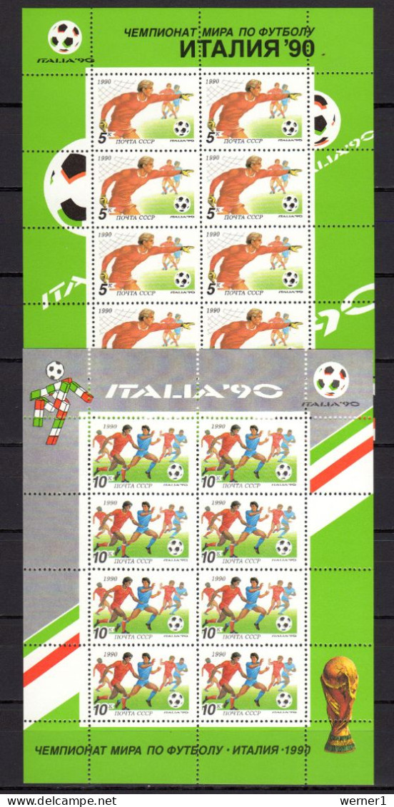 USSR Russia 1990 Football Soccer World Cup Set Of 2 Sheetlets MNH - 1990 – Italië