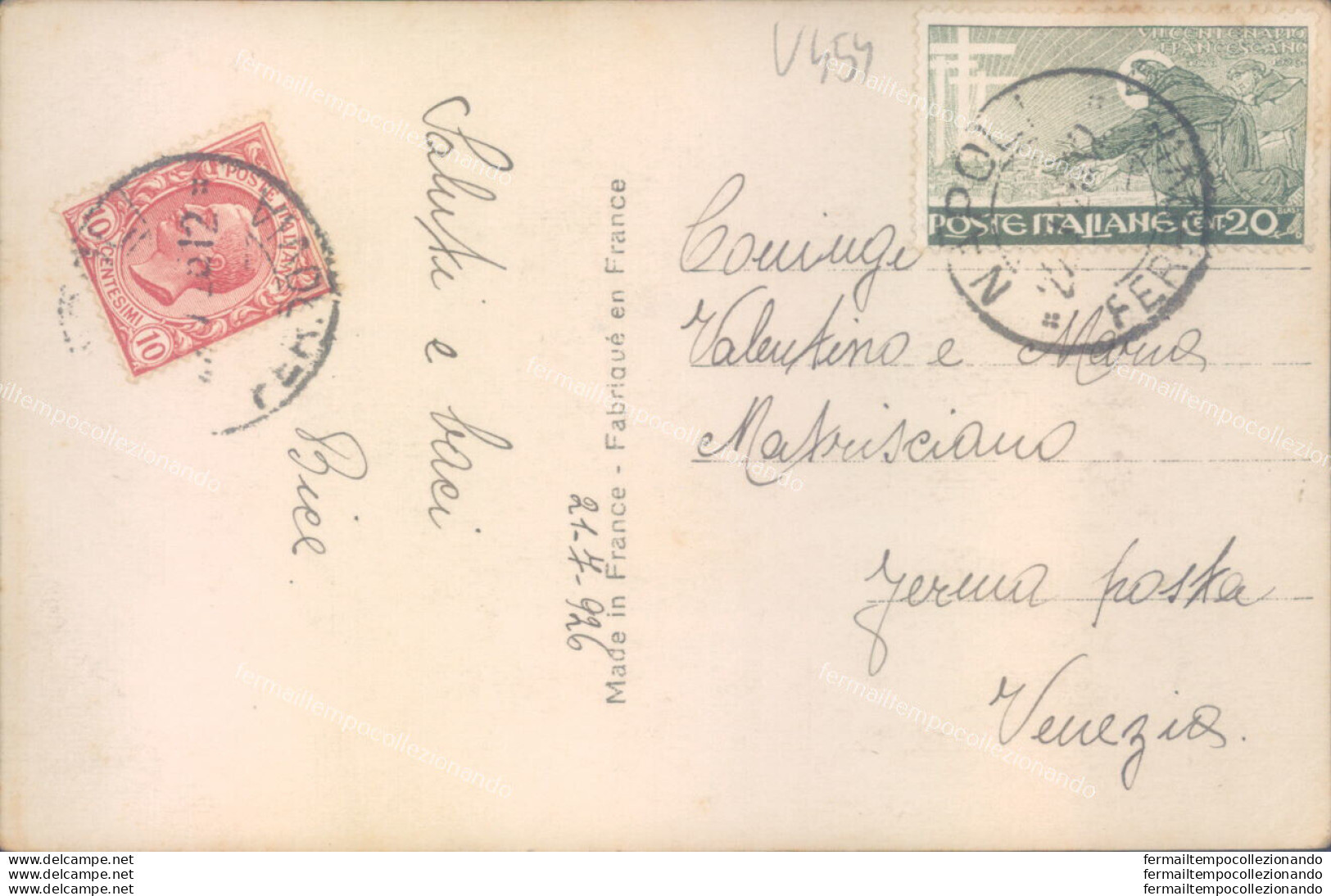V454 Cartolina Coppia Innamorati Con Bimbi 1926 - Couples