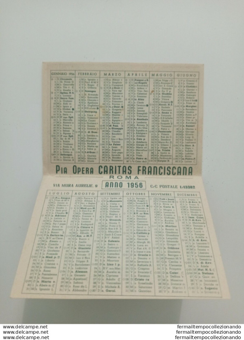 Be165 Calendarietto Pia Opera Caritas Franciscana Roma 1956 - Altri & Non Classificati