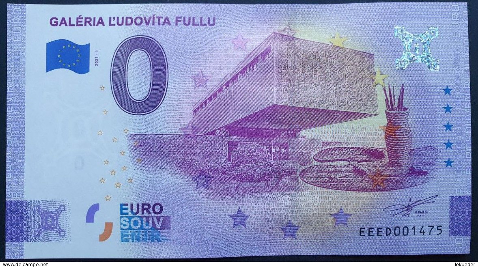 BILLETE 0 Euro Souvenir 0 € ESLOVAQUIA: EEED 2021-1 GALÉRIA ĽUDOVÍTA FULLU - Sonstige & Ohne Zuordnung