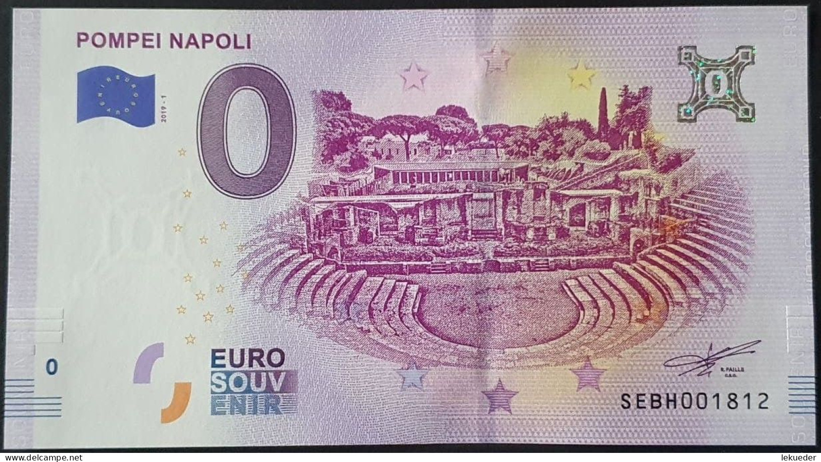 BILLETE 0 Euro Souvenir 0 € ITALIA: SEBH 2019-1 POMPEI NAPOLI - Andere & Zonder Classificatie