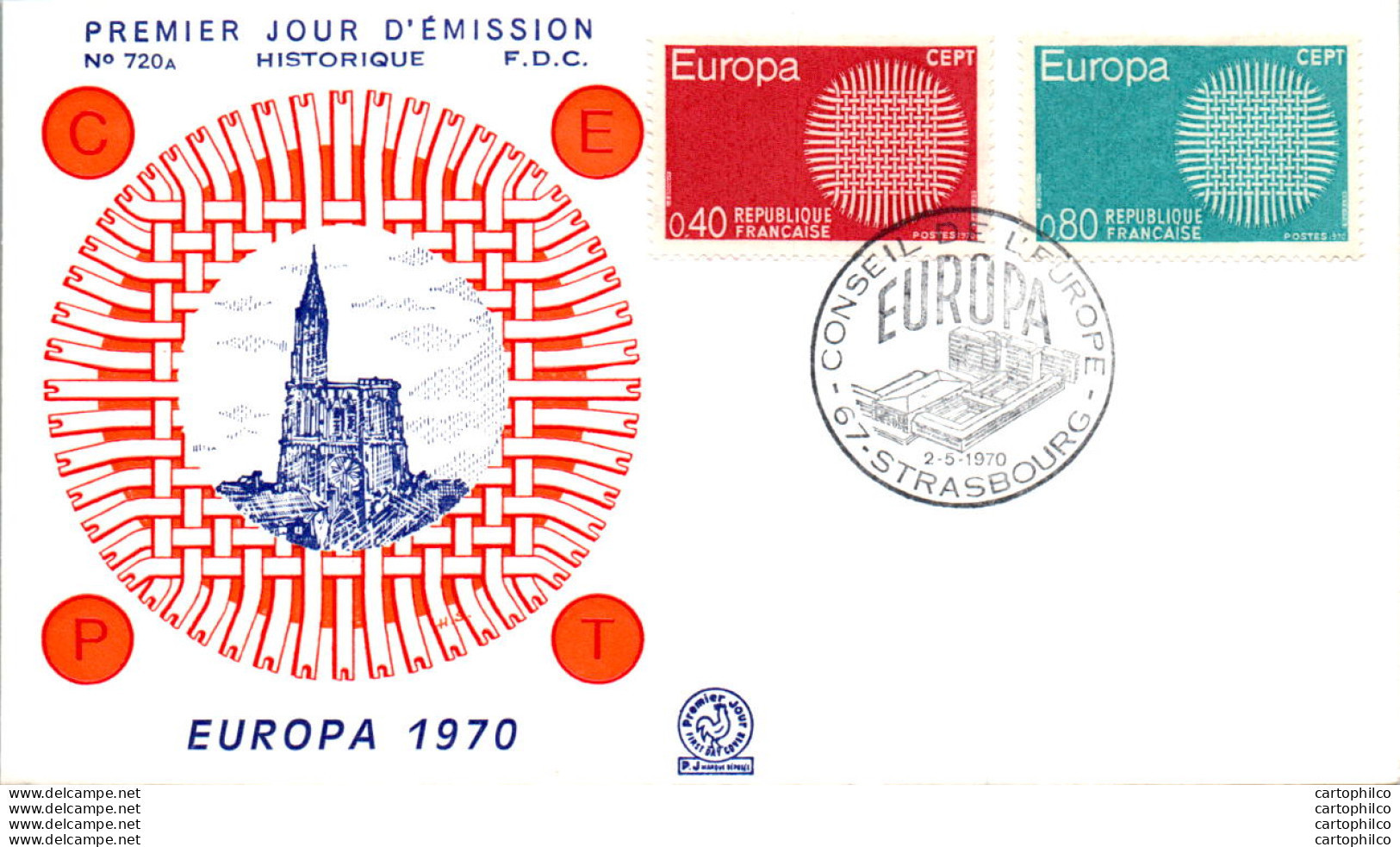 FDC France Europa 1970 Strasbourg 1970 - 1970-1979