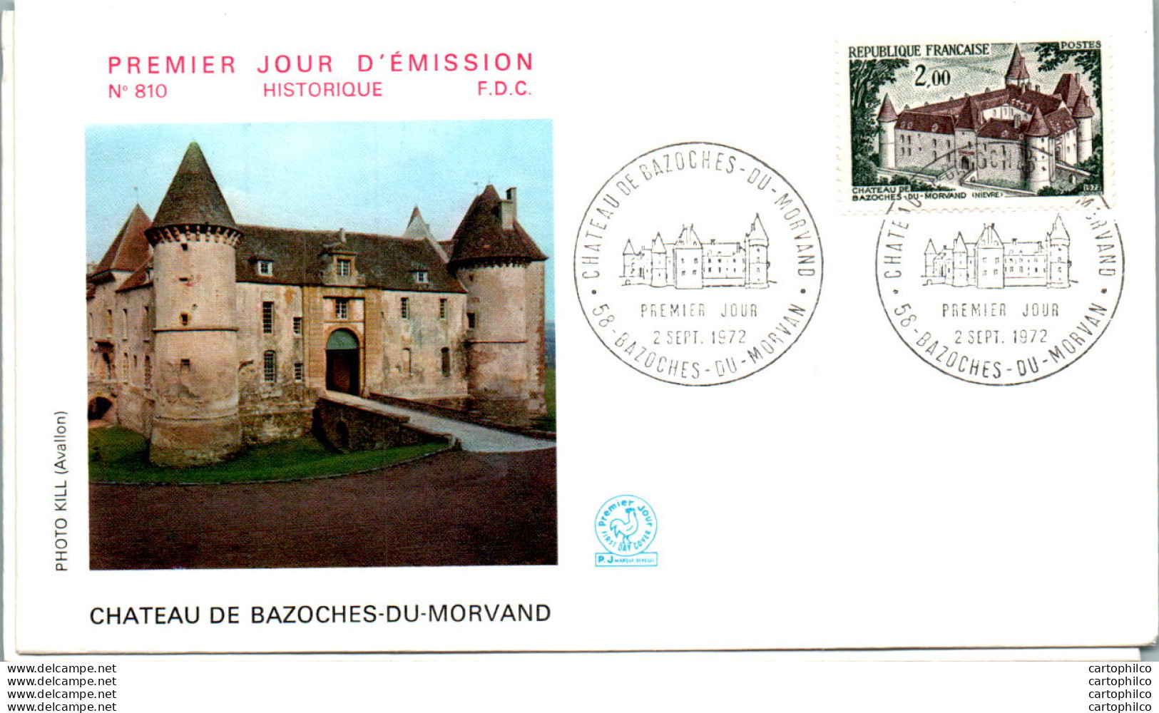 FDC France Château De Bazoches Du Morvand 1972 - 1970-1979