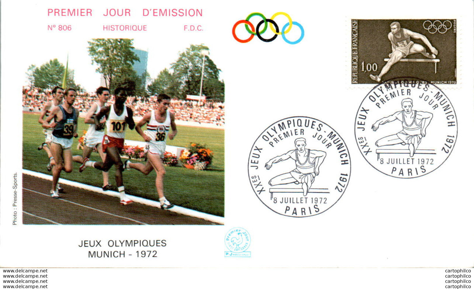 FDC France Jeux Olympiques Munich Paris 1972 Course De Fond - 1970-1979