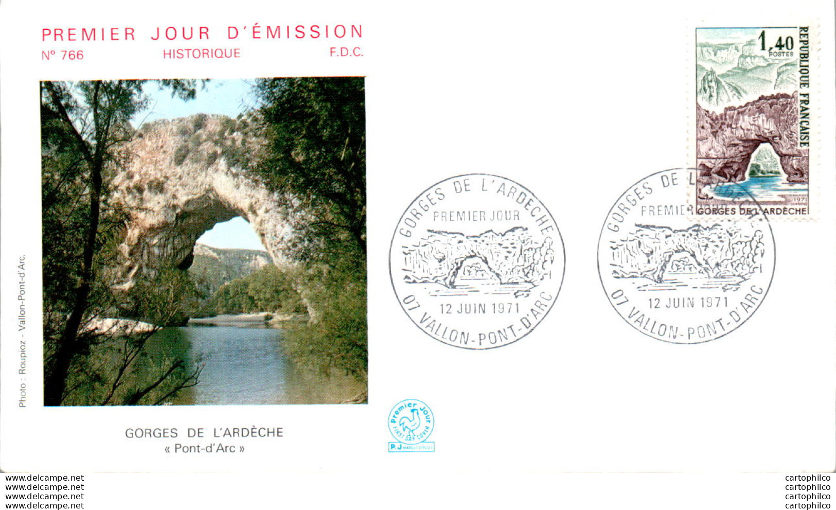 '"''FDC France Gorges De L''''Ardeche Pont D''''Arc Vallon Pont D''''arc 19071''"' - 1970-1979