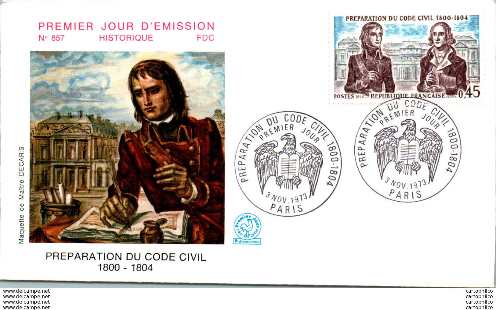 FDC France  Preparation Du Code Civil Paris 19073 Revolution - 1970-1979