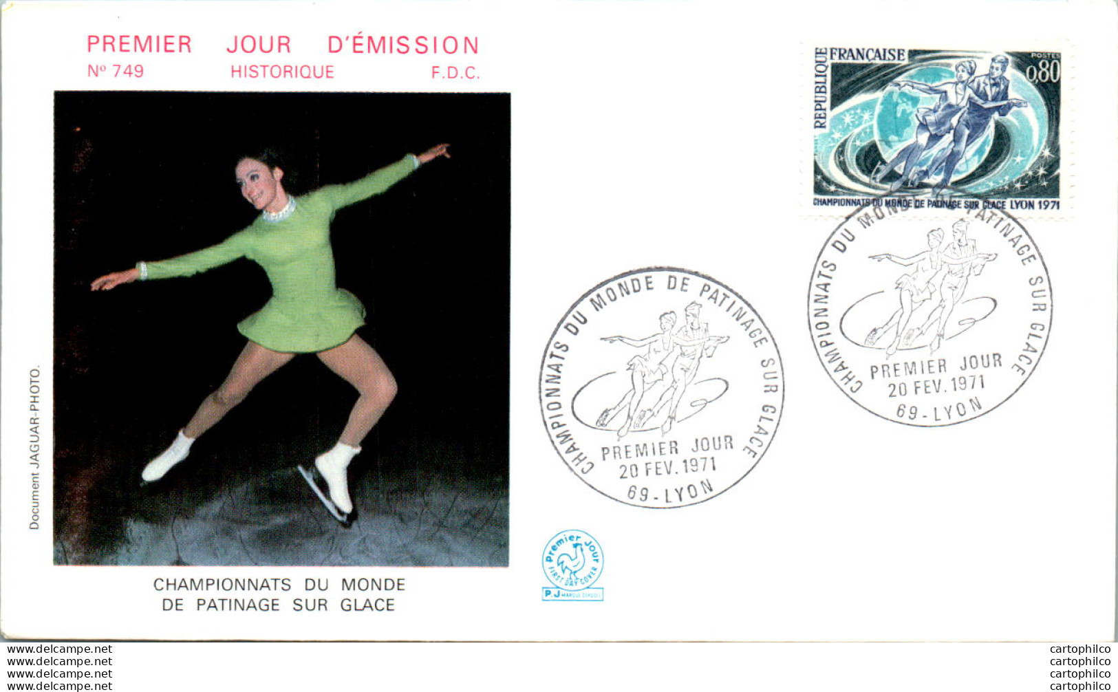 FDC France  Championnats Du Monde De Patinage Sur Glace Lyon 19071 - 1970-1979