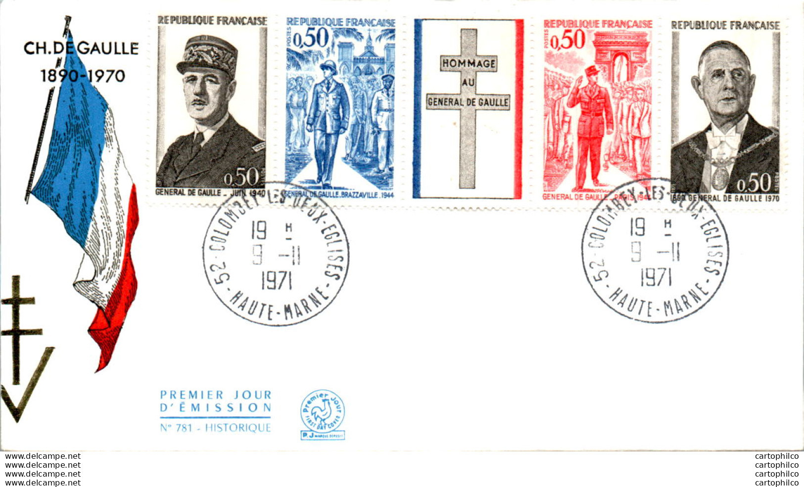FDC France General De Gaulle Colombey Les Deux Eglises 19071 Militaria - 1970-1979