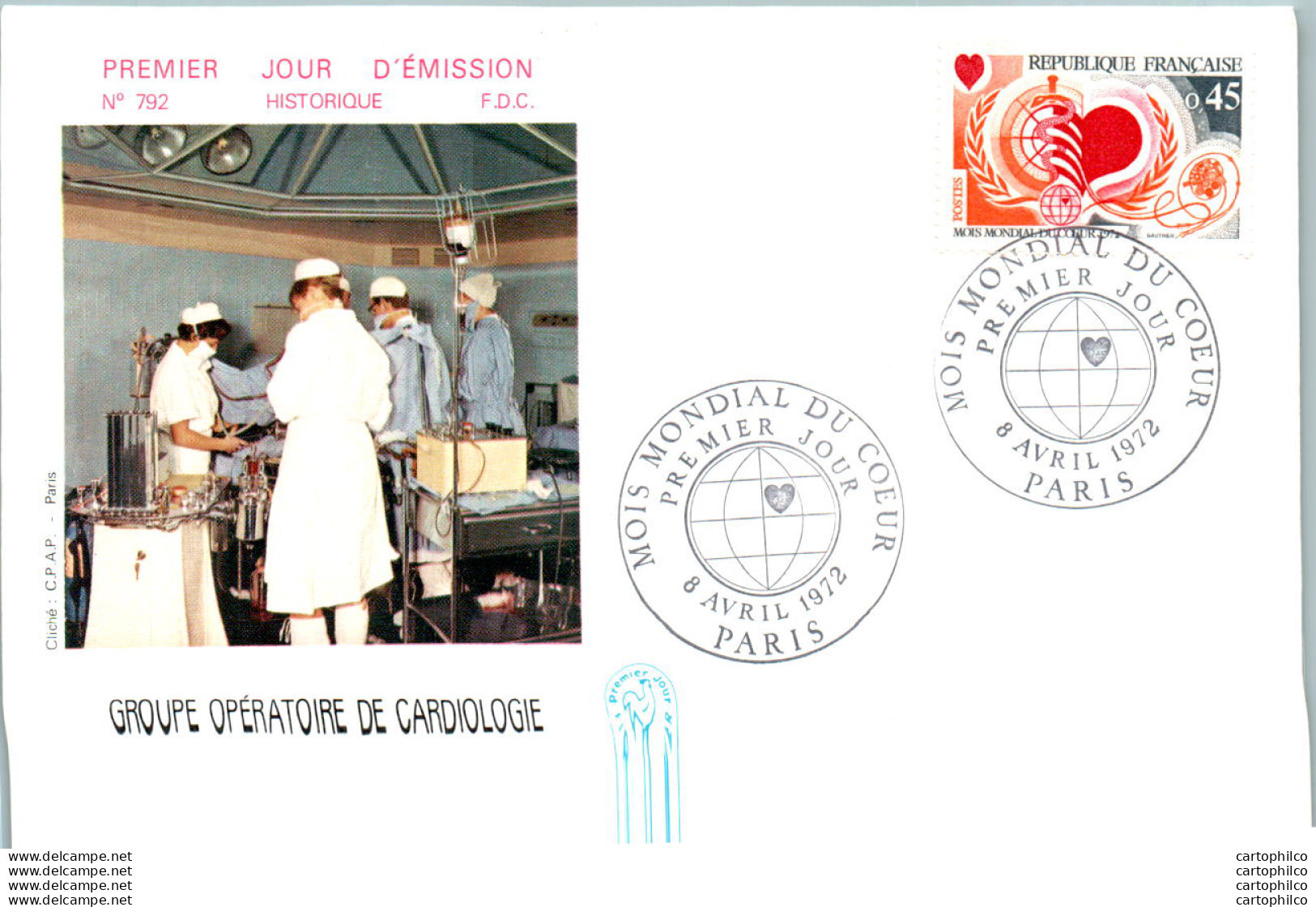 FDC France Groupe Operatoire De Cardiologie Paris 1972 Medecine - 1970-1979