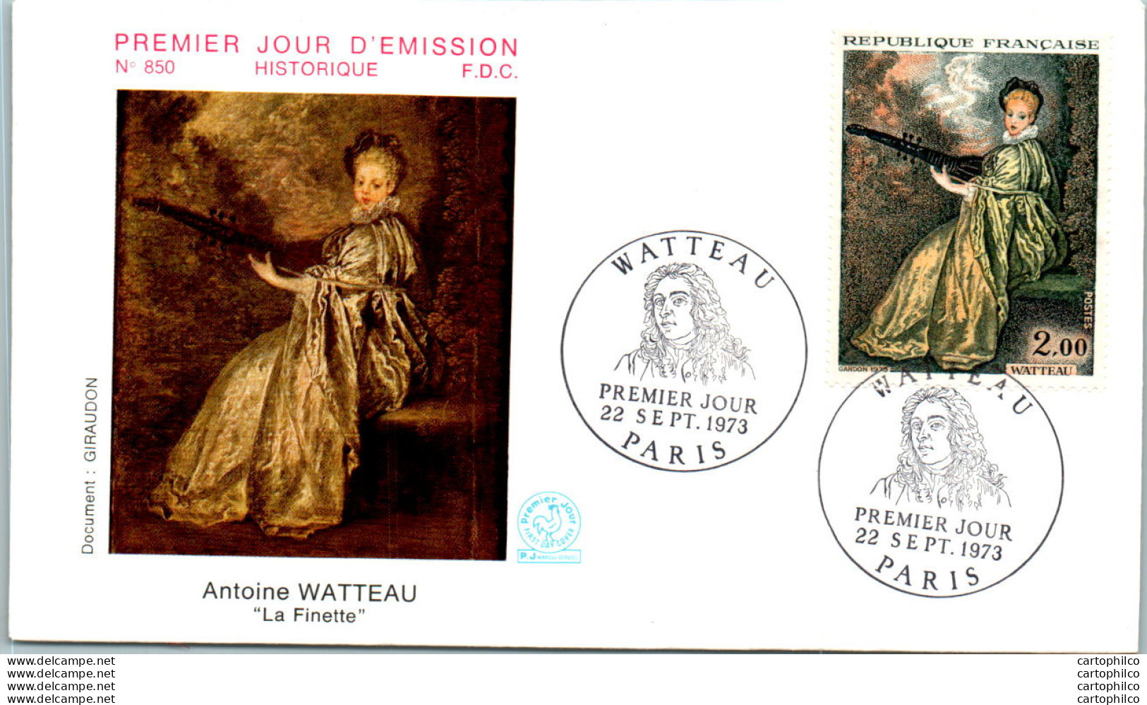 FDC France Antoine Watteau La Finette Paris 19073 - 1970-1979