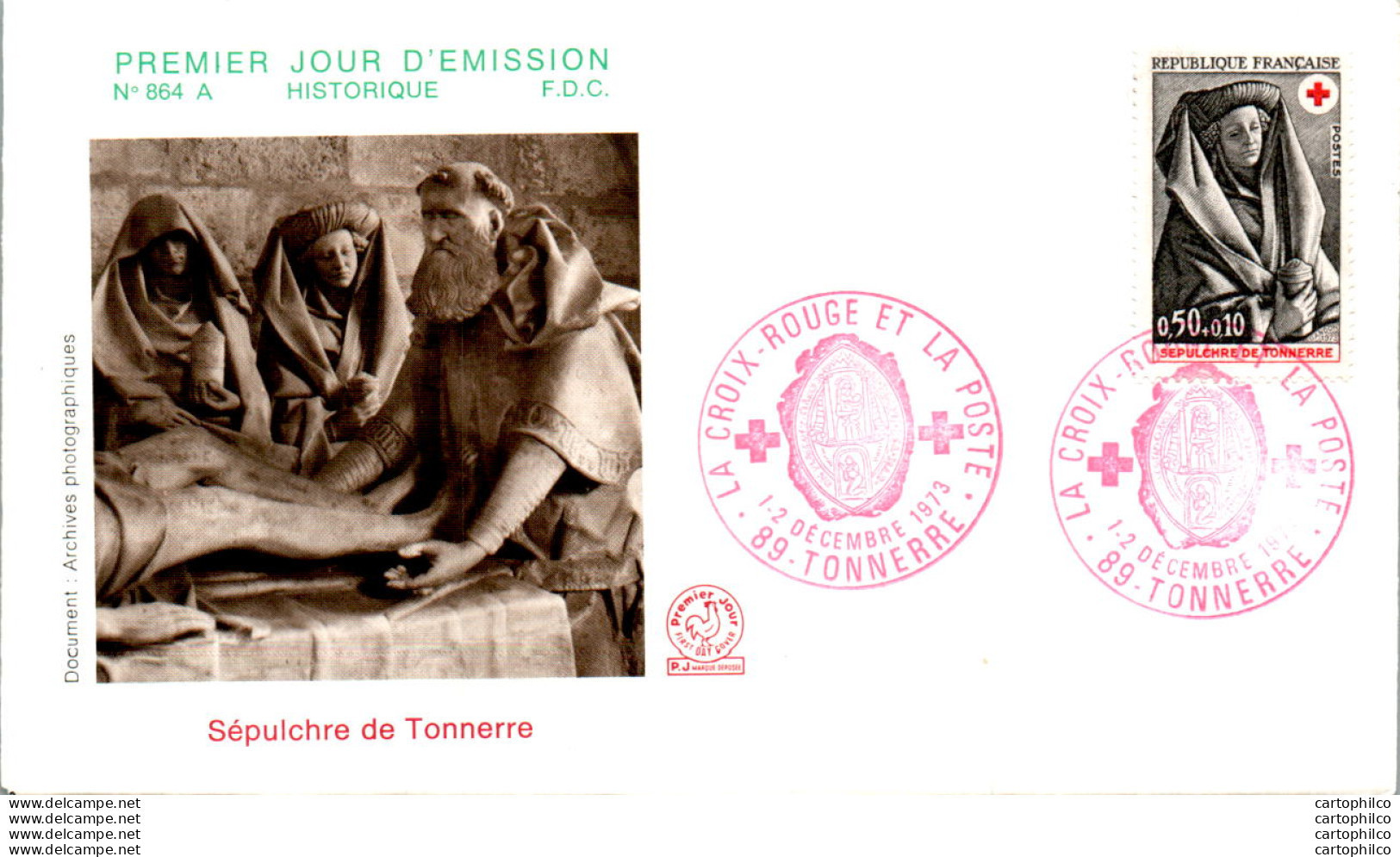 FDC France Croix Rouge Sepulchre De Tonnerre 19073 - 1970-1979