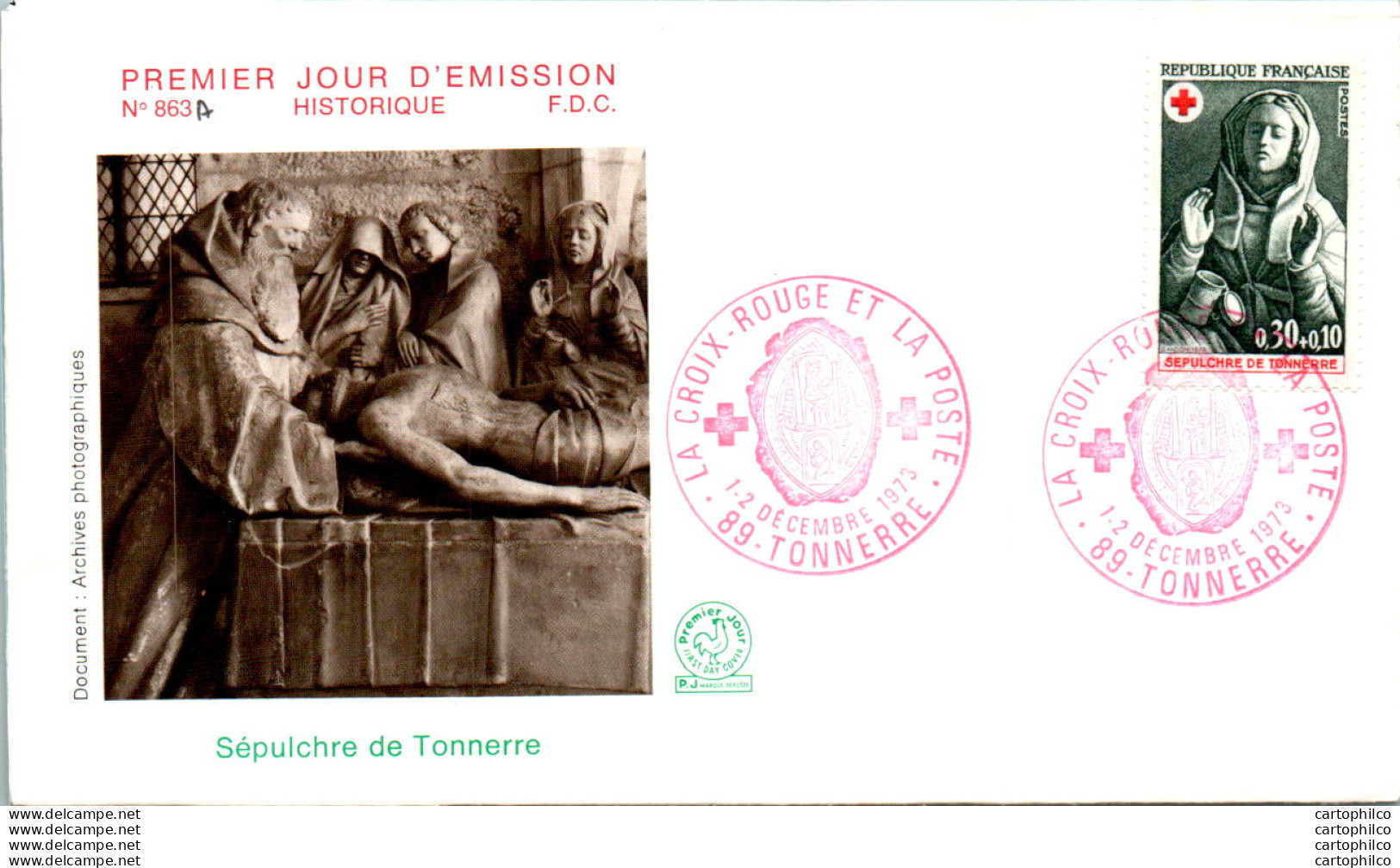 FDC France Croix Rouge Sepulchre De Tonnerre 19073 - 1970-1979